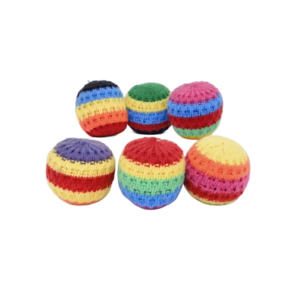 6 Packs Cat Toys Balls, Interactive Kitten Toys for Indoor Bored Cats, Handmade Crochet Kitty Ball Rainbow)
