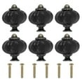 thumbnail image 1 of 6 Packs Ceramic Knobs, Pumpkin Ceramic Cabinet Drawer Knobs with M4 x 25mm Mounting Screw for Closet Drawer Cupboard Wardrobe, Black, 1 of 6