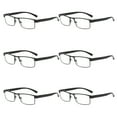 thumbnail image 1 of 6 Packs Classic Style Rectangular Metal Frame Reading Glasses Spring Hinge Readers for Men Women +2.50, 1 of 6