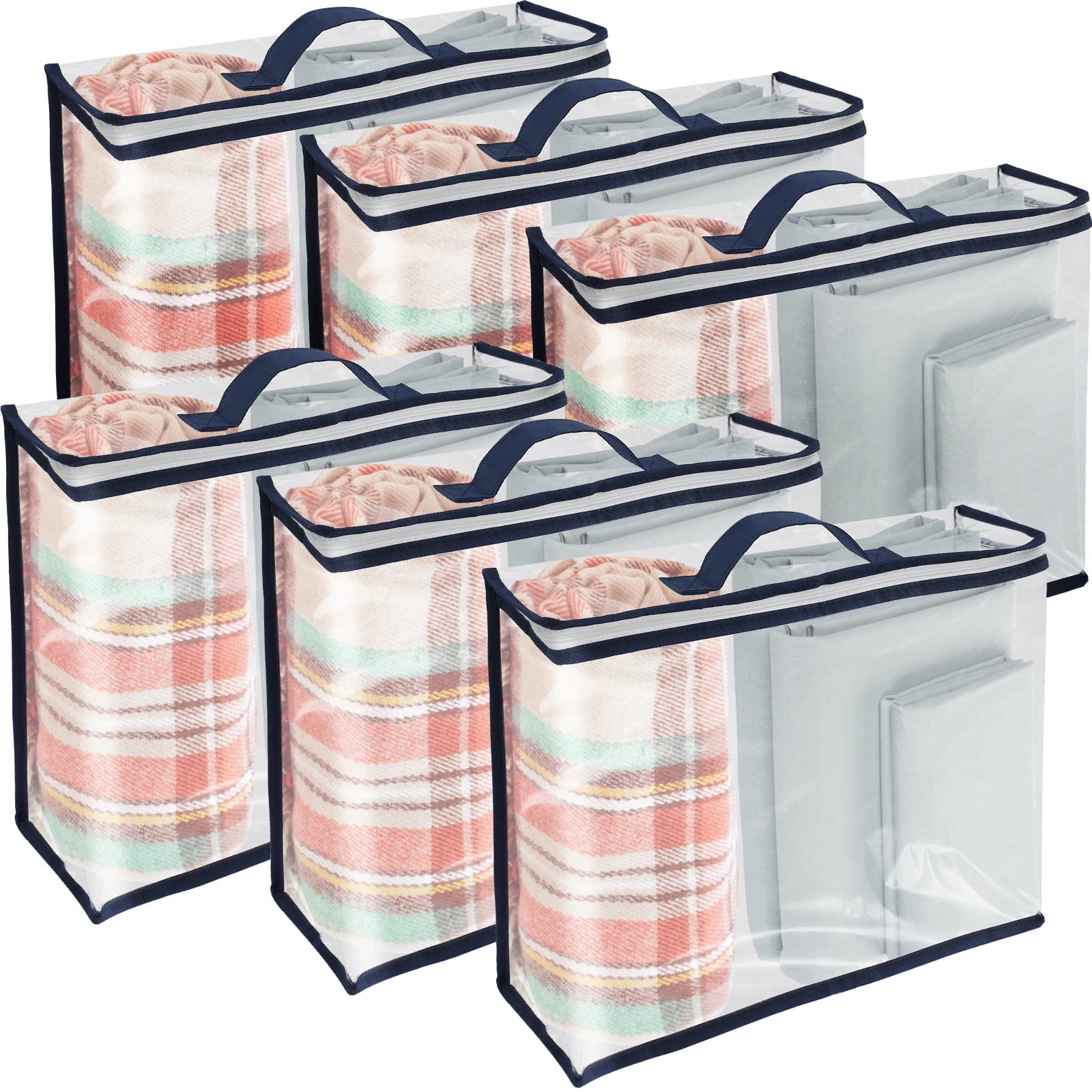 Zippered 6 Packs Clear Bed Sheet Storage Bags, Waterproof Dustproof Zippered ...