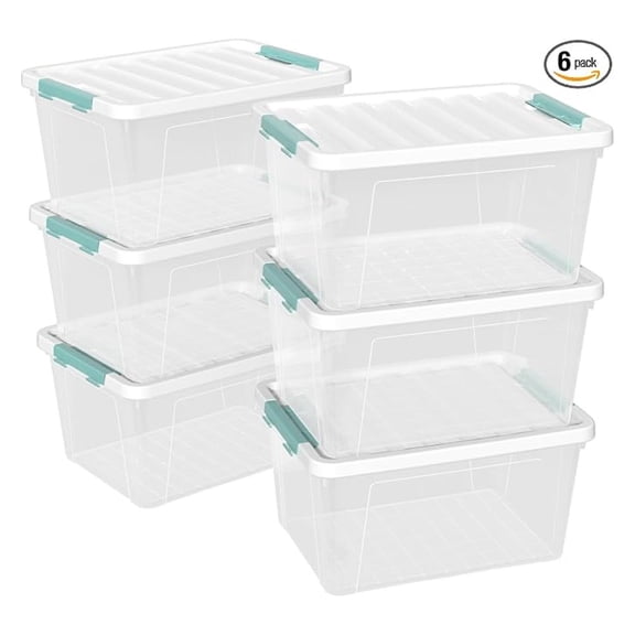 6 Packs Clear Large Storage Containers Bins with Lid, Multipurpose 35 Quart Plastic Box Tote by XLMD