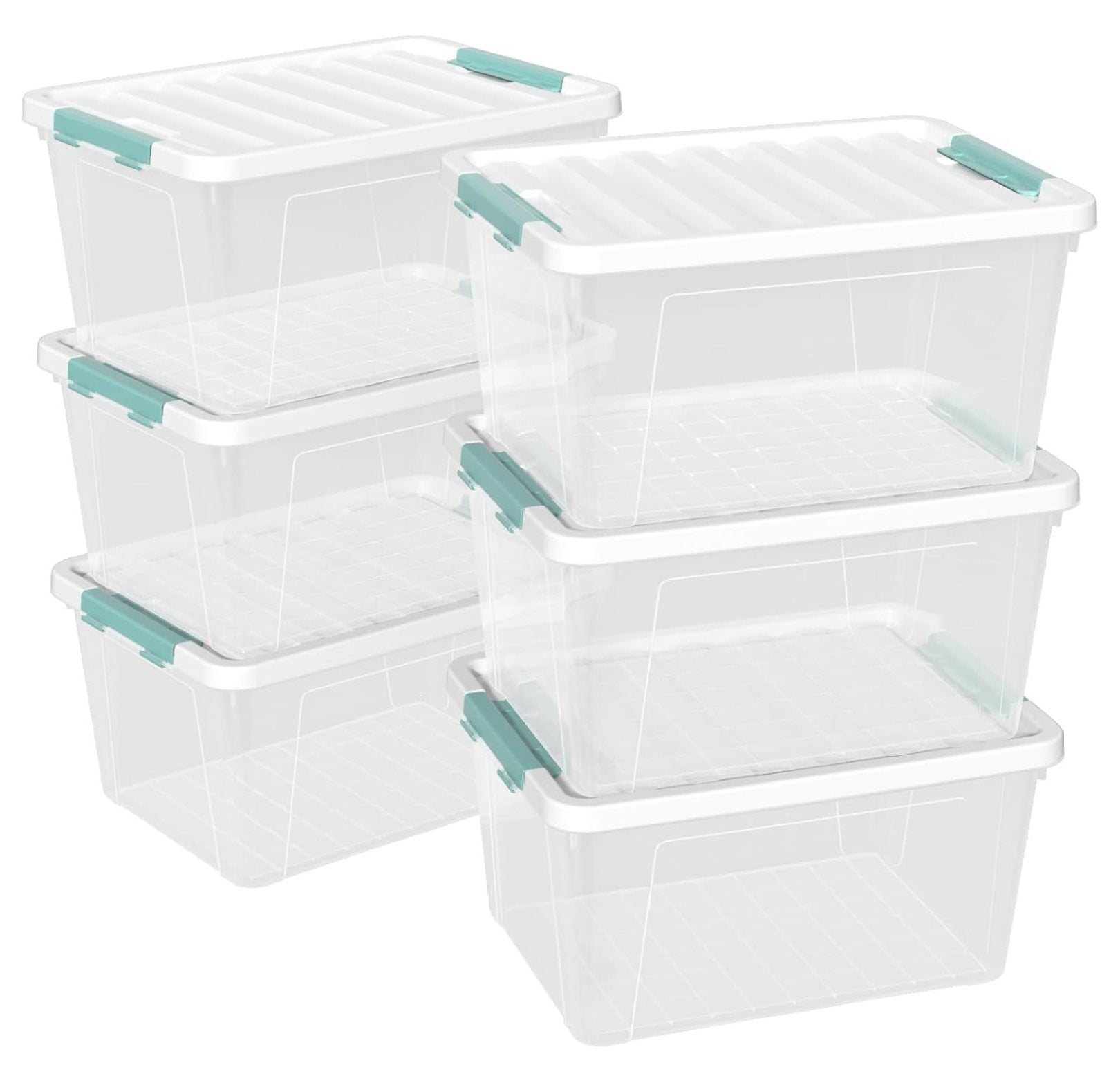 6 Packs Clear Large Storage Containers Bins with Lid, Multipurpose 35 ...