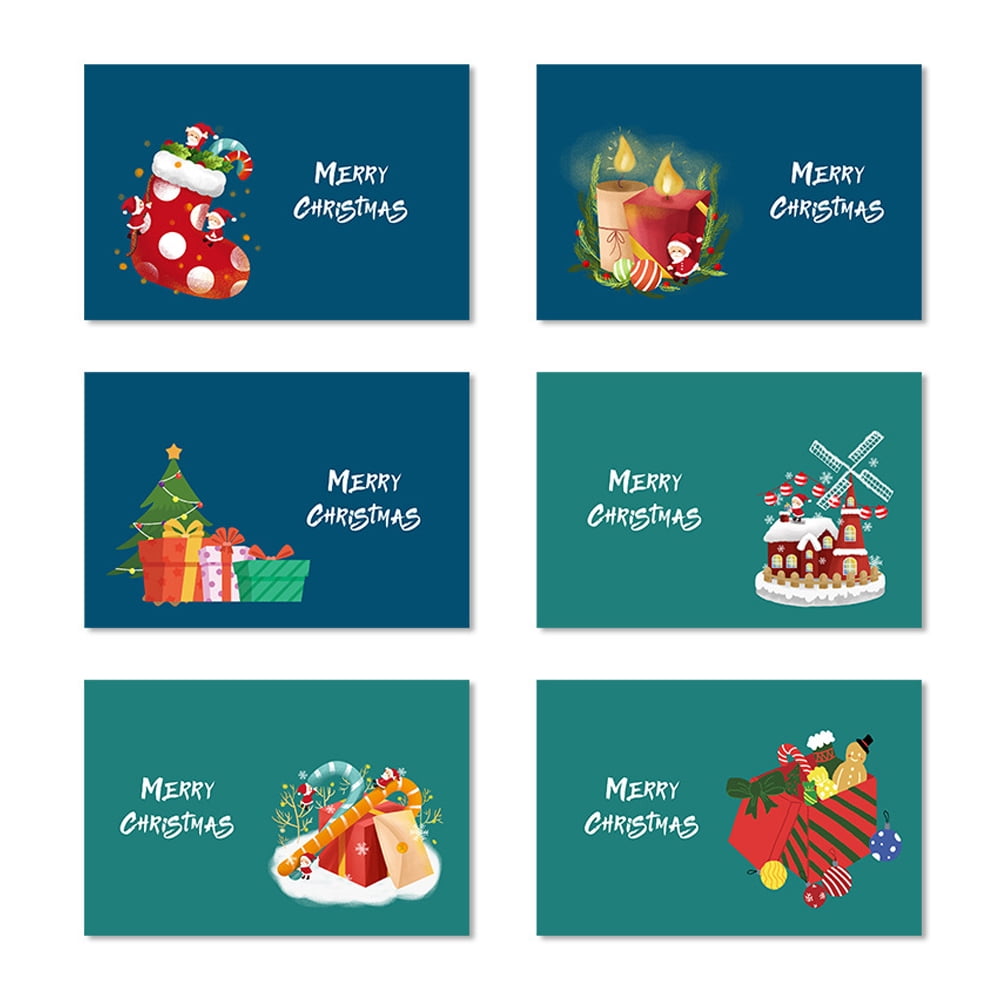 6 Packs Colorful Christmas Greeting Cards for Winter Holiday Gift