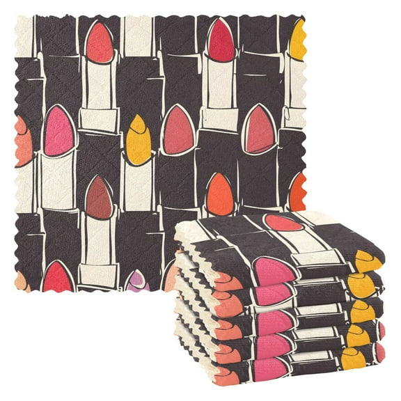 6 Packs Colorful Lipstick Kitchen Dish Towels Soft Absorbent Dish Cloths 11"x11"