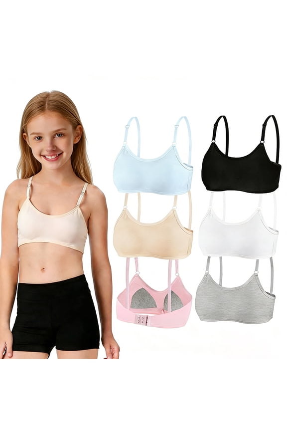 6 Packs Comfort Flex Fit Seamless Bra Pull-on Design Big Girls Adjustable Straps Girl Teens