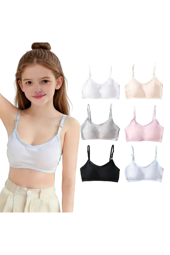 6 Packs Comfort Flex Fit Seamless Bra for Big Girls with Adjustable Straps Pull-on Design Girl Teens