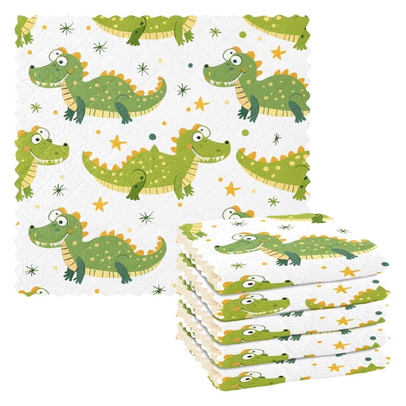 6 Packs Cute Crocodile Animals Kitchen Dish Towels Soft Absorbent Dish Cloths 11"x11"