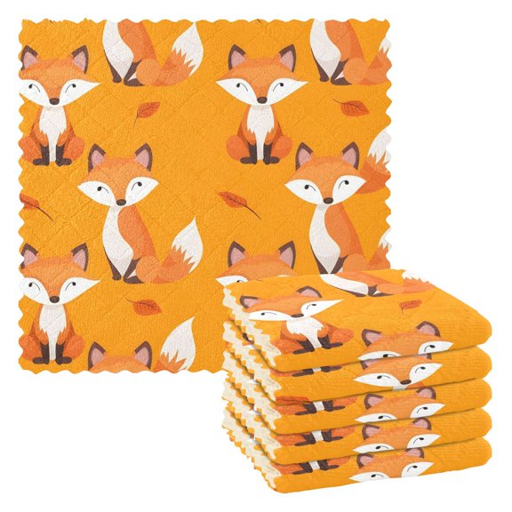 6 Packs Cute Fox Kitchen Dish Towels Soft Absorbent Dish Cloths 11"x11"