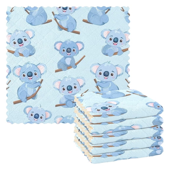 6 Packs Cute Koalas on Branch Kitchen Dish Towels Soft Absorbent Dish Cloths 11"x11"