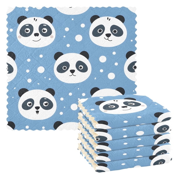6 Packs Cute Panda Head Kitchen Dish Towels Soft Absorbent Dish Cloths 11"x11"