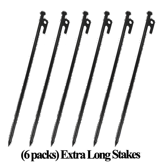 (6 Packs)DANCHEL Outdoor General Purpose 16" Extra Long Steel Tent Stakes for Tents, Beach Awnings and More