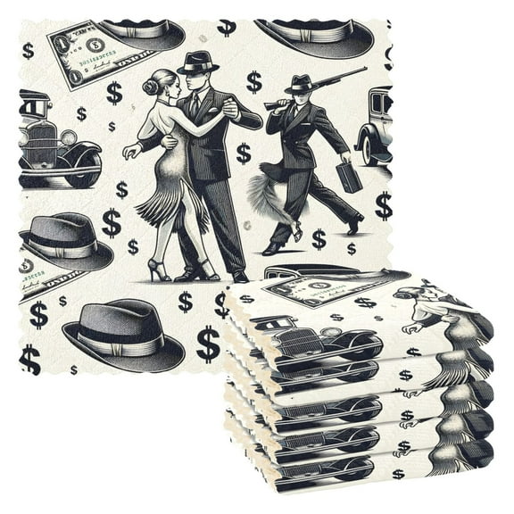 6 Packs Dollar Tango Fedora Hat Kitchen Dish Towels Soft Absorbent Dish Cloths 11"x11"