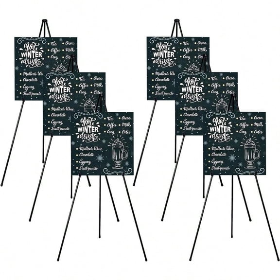 6 Packs Easel Stand For Display Easels For Signs Black Easel Floor Tripod Standing Poster Easel Lightweight Metal Portable Welcome Board Stand Base 63 Max Ports 5 Pounds