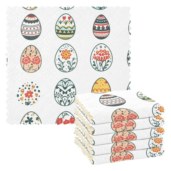 6 Packs Easter Eggs Clipart Kitchen Dish Towels Soft Absorbent Dish Cloths 11"x11"