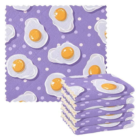 6 Packs Eggs and Polka Dots Kitchen Dish Towels Soft Absorbent Dish Cloths 11"x11"