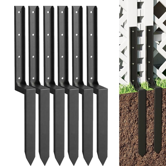 6 Packs Fence Post Repair Stakes-Heavy Duty Metal Fence Repair Kit for Wood Fencing and Mailbox, Leaning Fences Post Support Anchor