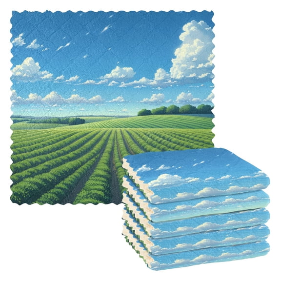 6 Packs Field under Sky Kitchen Dish Towels Soft Absorbent Dish Cloths 11"x11"