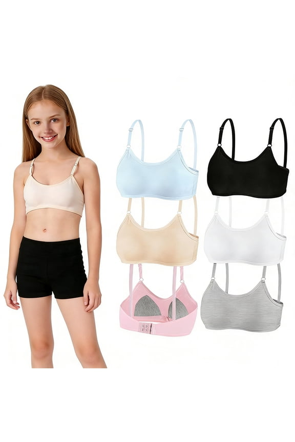 6 Packs Flex Fit Seamless Bra Big Girls Comfort Pull-on Design Adjustable Straps Girl Teens