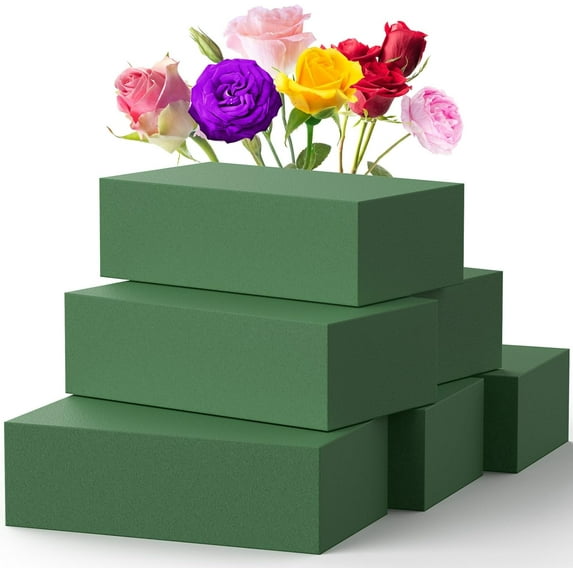 6 Packs Floral Foam Blocks for Fresh and Artificial Flowers Arrangements Green Styrofoam Block for Wedding Aisle Flowers Party Decoration DIY Craft 8.9X4.13X2.75INCH