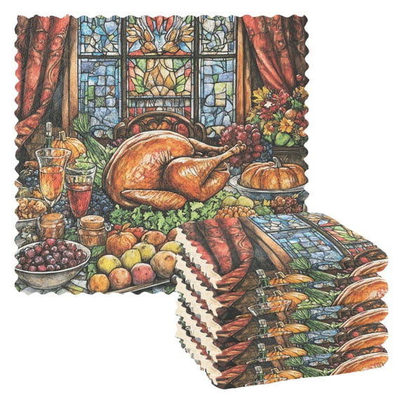 6 Packs Food on Dining Table Kitchen Dish Towels Soft Absorbent Dish Cloths 11"x11"