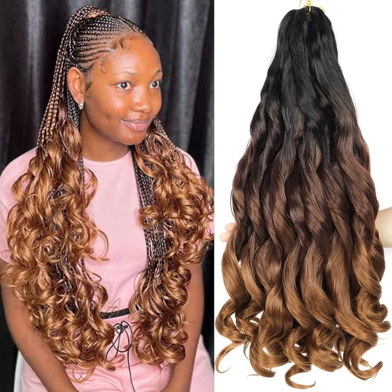 FESHFEN Französische Lockenzopf-Extensions – 3er Pack, 60 Cm, Vorgedehnt, Weiche Wellen, Perfekt Für Voluminöse Frisuren