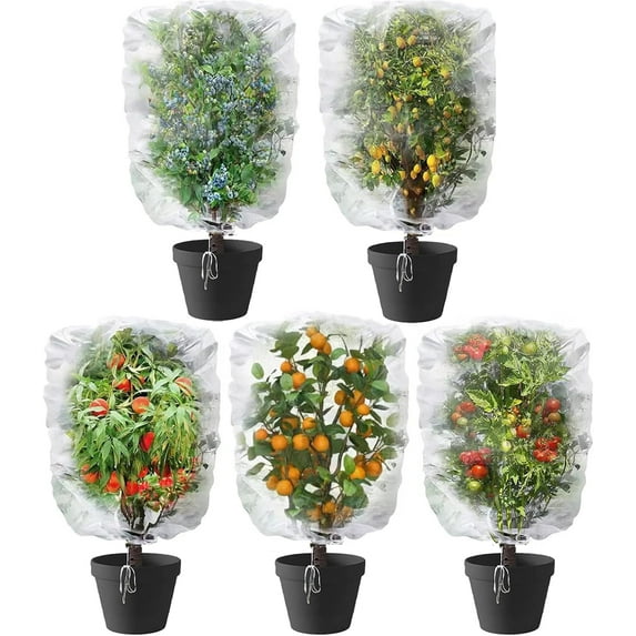 5 Packs Netting for Garden Protection, 3.3 FT x 4.9 FT Garden Mesh Netting, Fruit Tree Netting with Drawstring, Garden Netting Pest Barrier, Insect Netting, Bird Netting for Blueberry Bushes