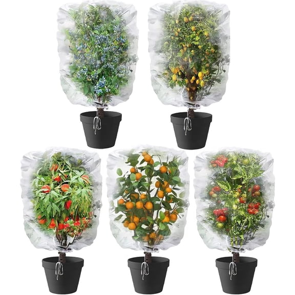 5 Packs Netting for Garden Protection, 3.3 FT x 4.9 FT Garden Mesh Netting, Fruit Tree Netting with Drawstring, Garden Netting Pest Barrier, Insect Netting, Bird Netting for Blueberry Bushes