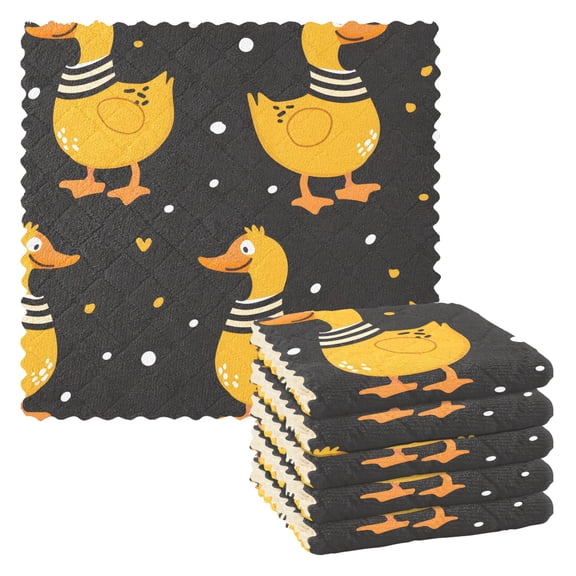 6 Packs Funny Ducks Kitchen Dish Towels Soft Absorbent Dish Cloths 11"x11"