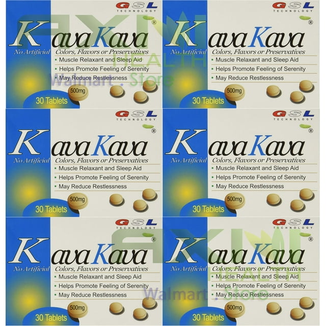 (6 Packs) GSL Kava Kava Muscle Relaxant & Sleep Aid 500 milligram/each