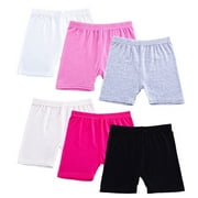 6 Packs Girls Cotton Dance Shorts Kids Bike Shorts Soft Safety Active Under Dress Shorts 2-10 Years