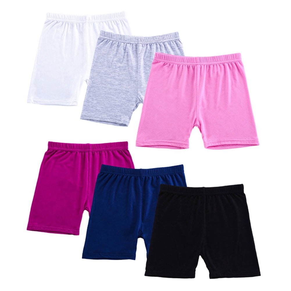 6 Packs Girls Cotton Shorts Multicolor Toddler Girl Dance Shorts Kids