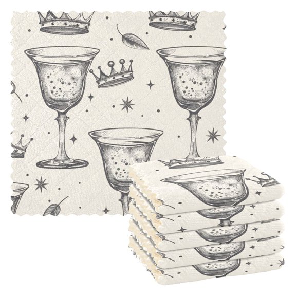 6 Packs Glass and Crown Kitchen Dish Towels Soft Absorbent Dish Cloths 11"x11"