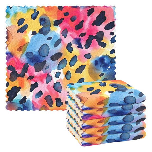 6 Packs Gorgeous Leopard Kitchen Dish Towels Soft Absorbent Dish Cloths 11"x11"
