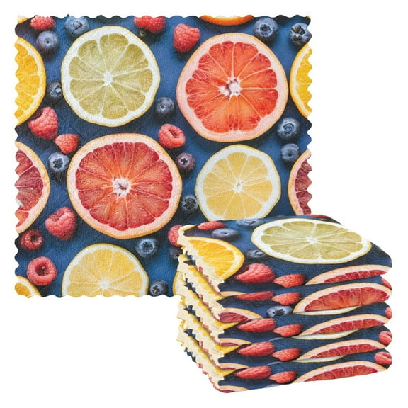 6 Packs Grapefruit Orange Lemon Berry Kitchen Dish Towels Soft Absorbent Dish Cloths 11"x11"