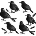thumbnail image 1 of 6 Packs Halloween Black Crows, Handmade Realistic Crow for Yard Tree Garden Patio Indoor Outdoor Halloween Decorations, 1 of 8