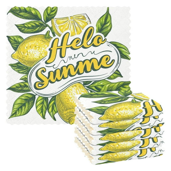 6 Packs Hello Summer Lemons Kitchen Dish Towels Soft Absorbent Dish Cloths 11"x11"