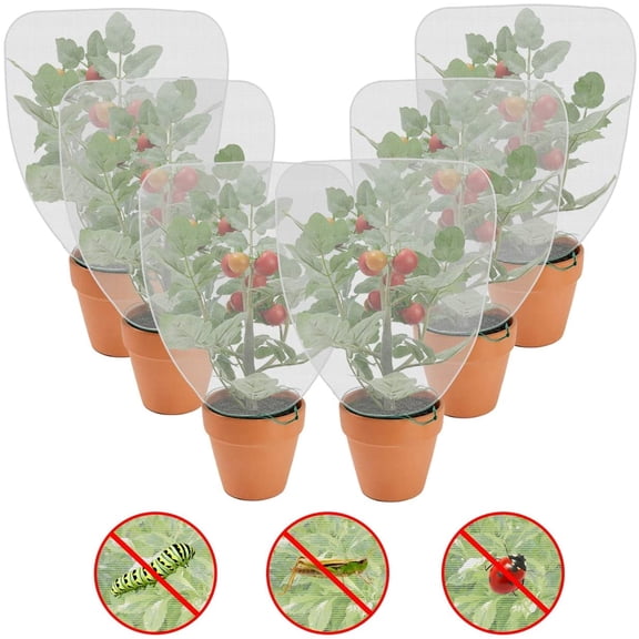 6 Packs Insect Bird Barrier Net Mesh with Drawstring,3.5Ftx2.3Ft Vegetables Fruit Protection Bags Garden Plant Netting