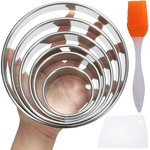 6 Pack Stainless Steel Biscuit Cookie Cutters, 2/3/3.5/4/5/6 Inch Round Baking Molds for Pastry Donut Cake Dumpling