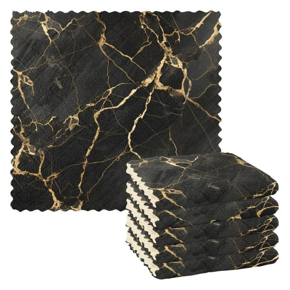 6 Packs Luxury Black Gold Marble Kitchen Dish Towels Soft Absorbent Dish Cloths 11"x11"