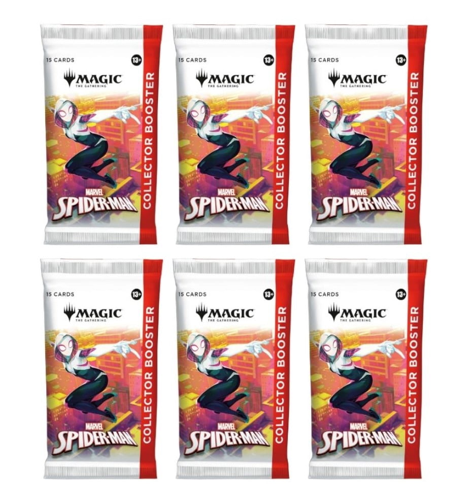 6 Packs Magic The Gathering Collector Booster Pack Lot MTG Marvel's Spider-Man