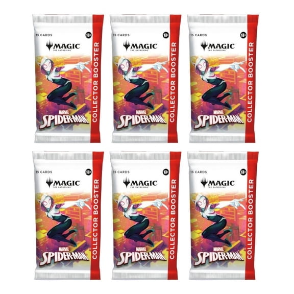 6 Packs Magic The Gathering Collector Booster Pack Lot MTG Marvel's Spider-Man
