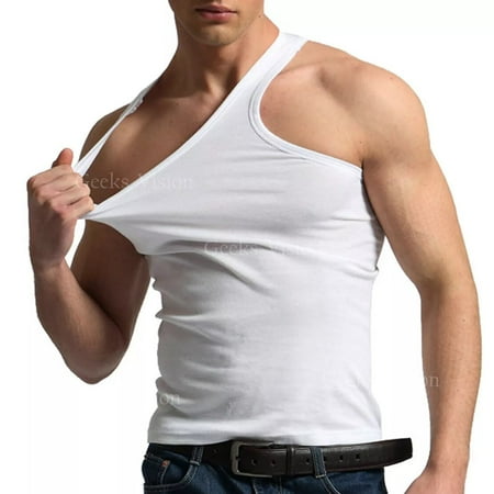 6 Packs Men's White Basic A-Shirts 100% Cotton Size "L"