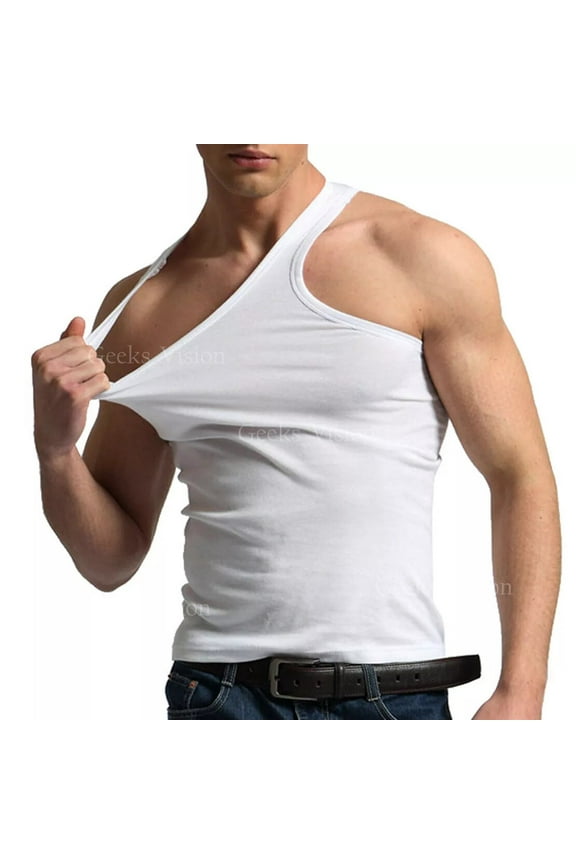 6 Packs Men's White Basic A-Shirts 100% Cotton Size "L"