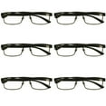 thumbnail image 1 of 6 Packs Mens Rectangle Metal Frame Reading Glasses Black Spring Hinge Readers +1.00, 1 of 5