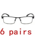thumbnail image 1 of 6 Packs Mens Rectangular Classic Metal Frame Reading Glasses Black Spring Hinge Readers +2.50, 1 of 6