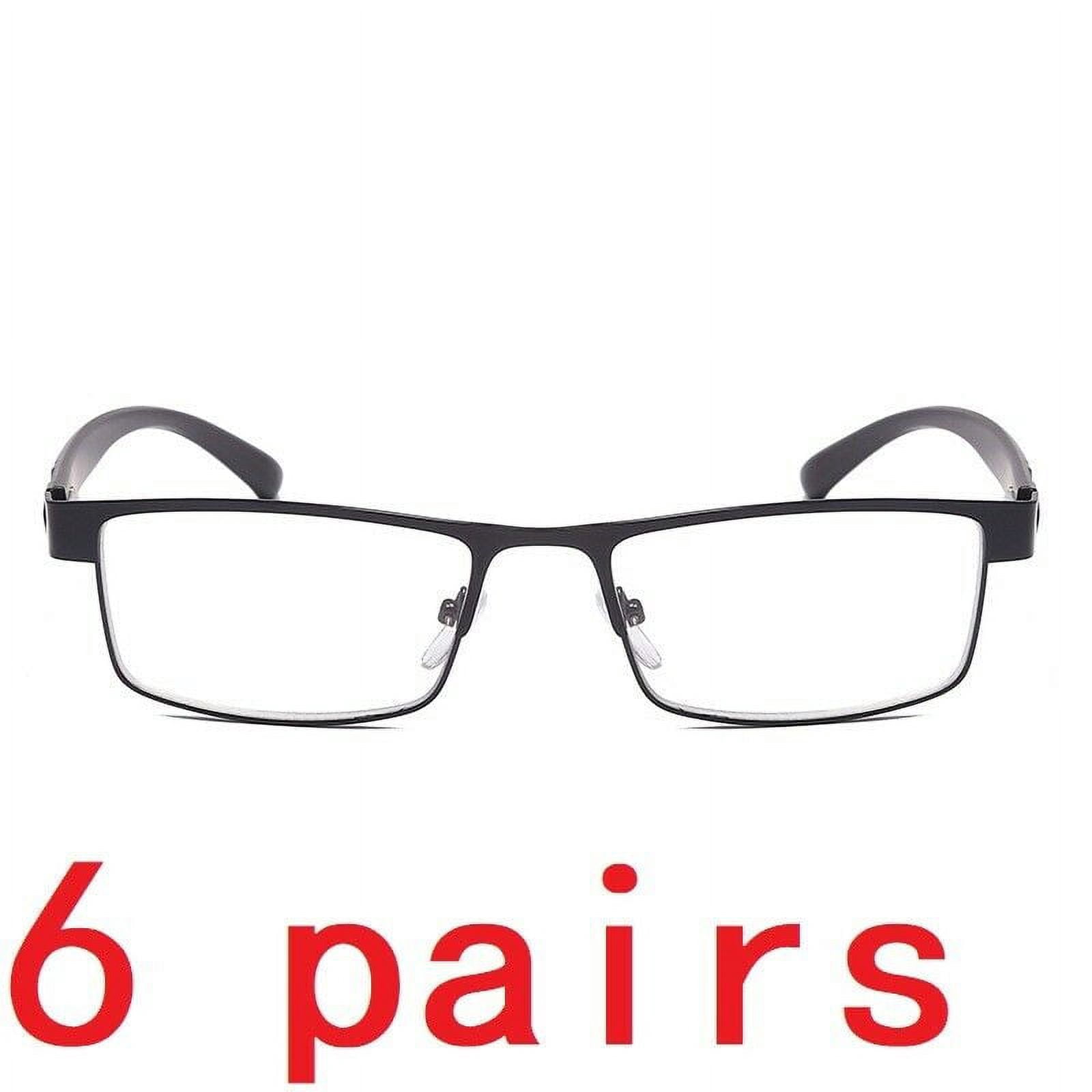 6 Packs Mens Rectangular Classic Metal Frame Reading Glasses Black Spring Hinge Readers +3.00