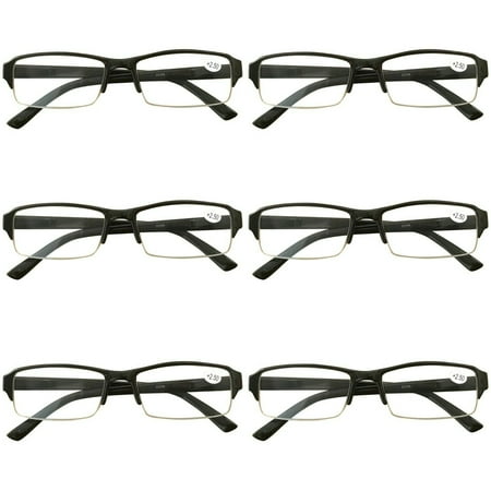 6 Packs Mens Womens Rectangle Half Frame Blue Light Blocking Reading Glasses Spring Hinge Readers +3.50
