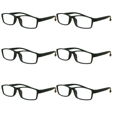 6 Packs Mens Womens Rectangle Reading Glasses Blue Light Blocking Readers +2.00