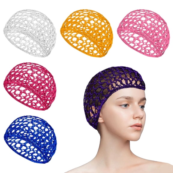 6 Packs Mesh Crochet Hair Wrap Net Cap Bonnet, Snoods for Women Hair Silk Press Wig Sleeping Scarf Braided Curly Long Thick Breathable Adjustable Reversible Ornaments Multi-Color