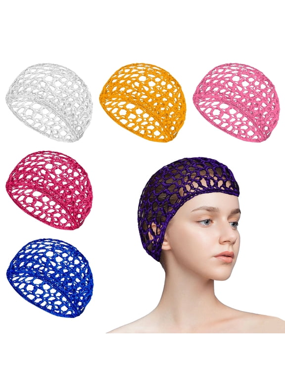 6 Packs Mesh Crochet Hair Wrap Net Cap Bonnet, Snoods for Women Hair Silk Press Wig Sleeping Scarf Braided Curly Long Thick Breathable Adjustable Reversible Ornaments Multi-Color